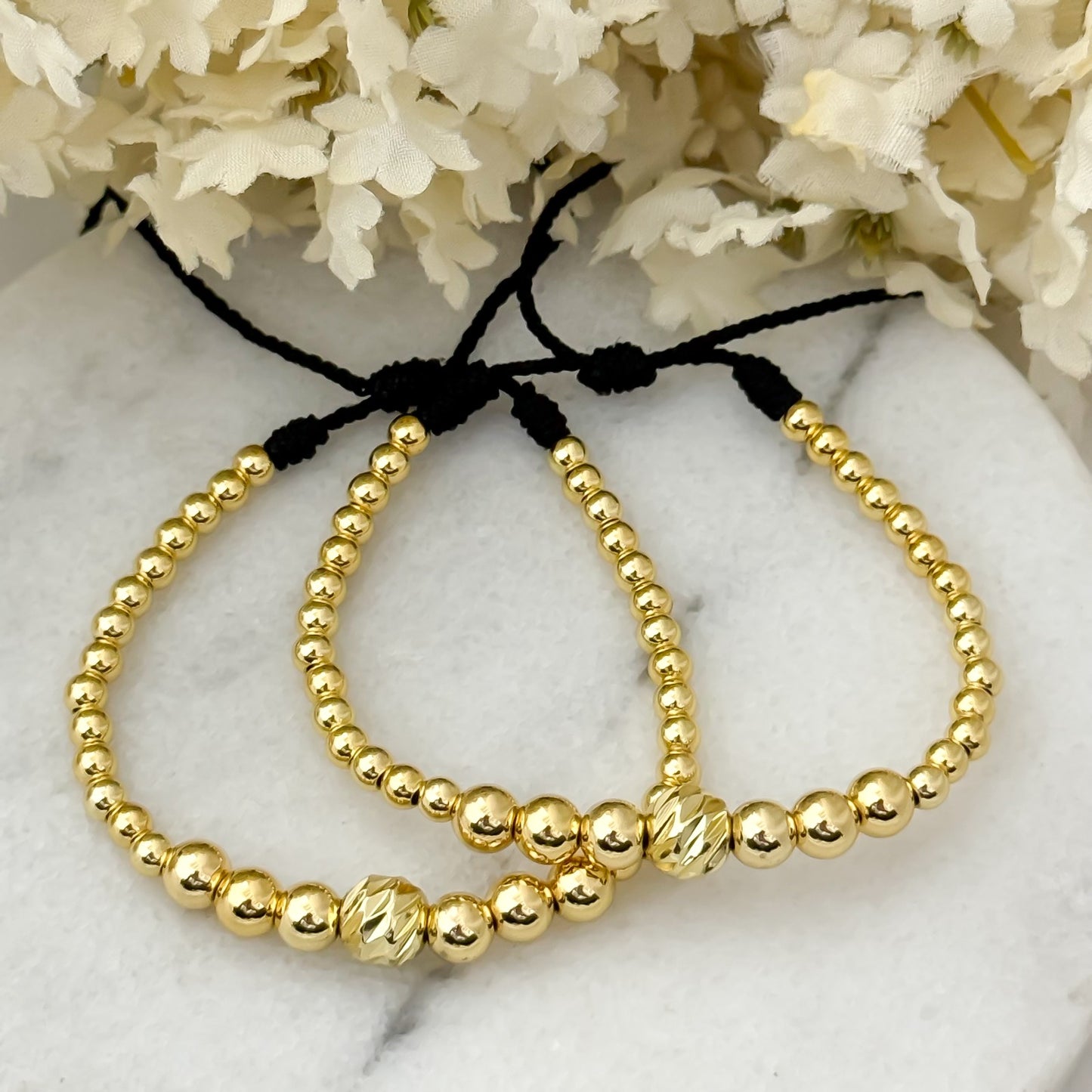 Pulseras para Parejas en Balin Liso Y Balin Italiano En Oro Laminado 18k con Garantía de por vida