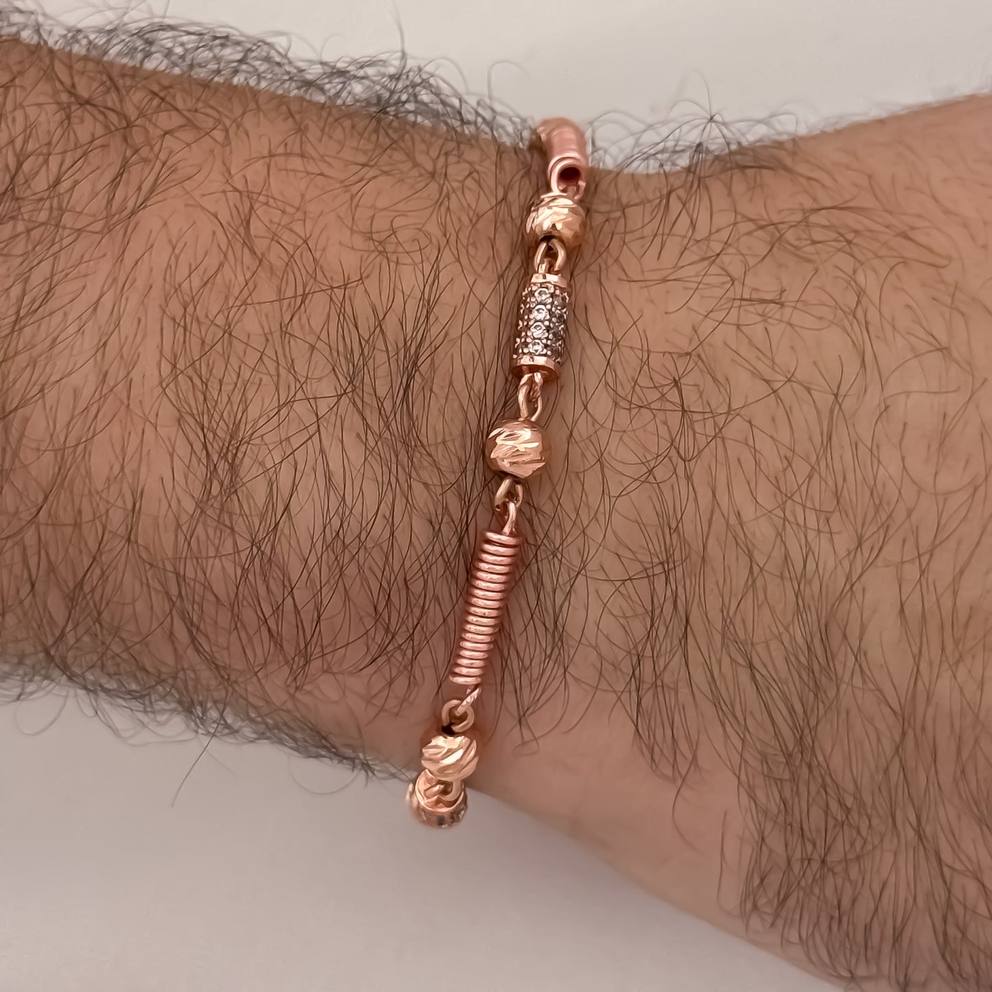Pulsera Rustica de 20cm de 5mm en Oro Rosa Diamantado en Oro Laminado 18k con Garantía de por vida