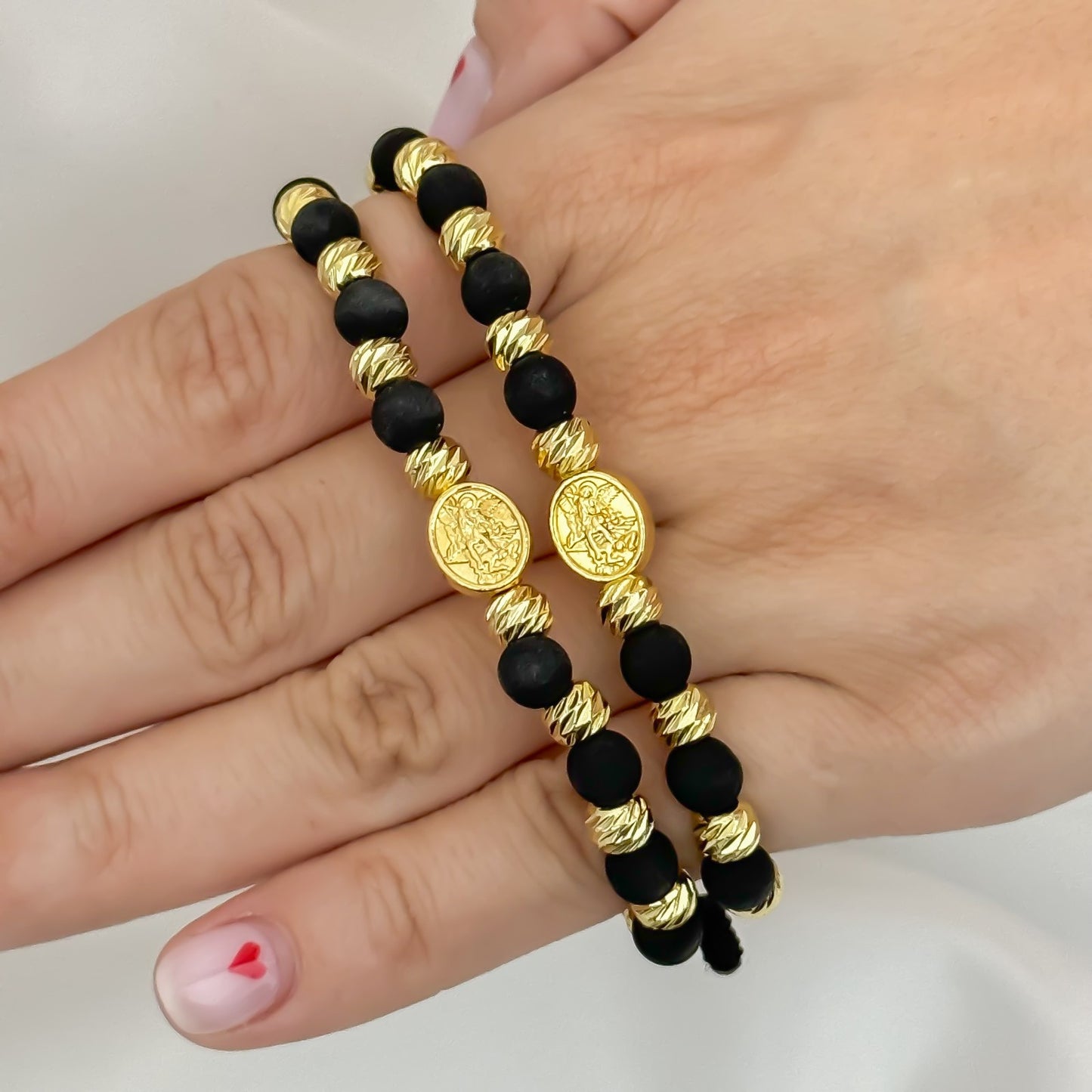 Promocion de 2 Pulseras de San Miguel Arcangel Proteccion en Oro Laminado 18k con Garantia de por vida