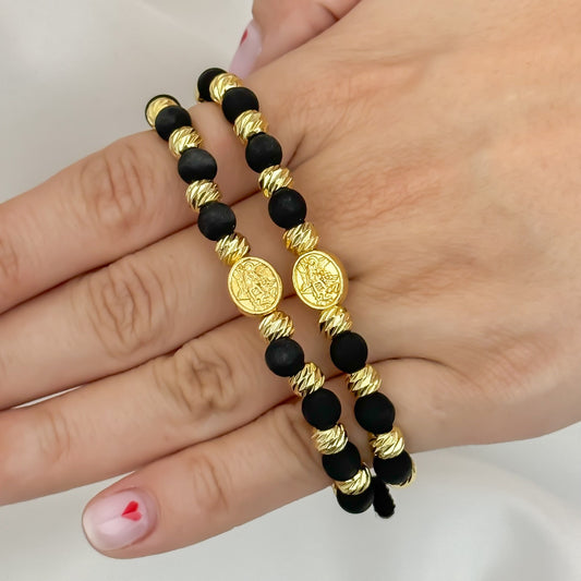 Promocion de 2 Pulseras de San Miguel Arcangel Proteccion en Oro Laminado 18k con Garantia de por vida