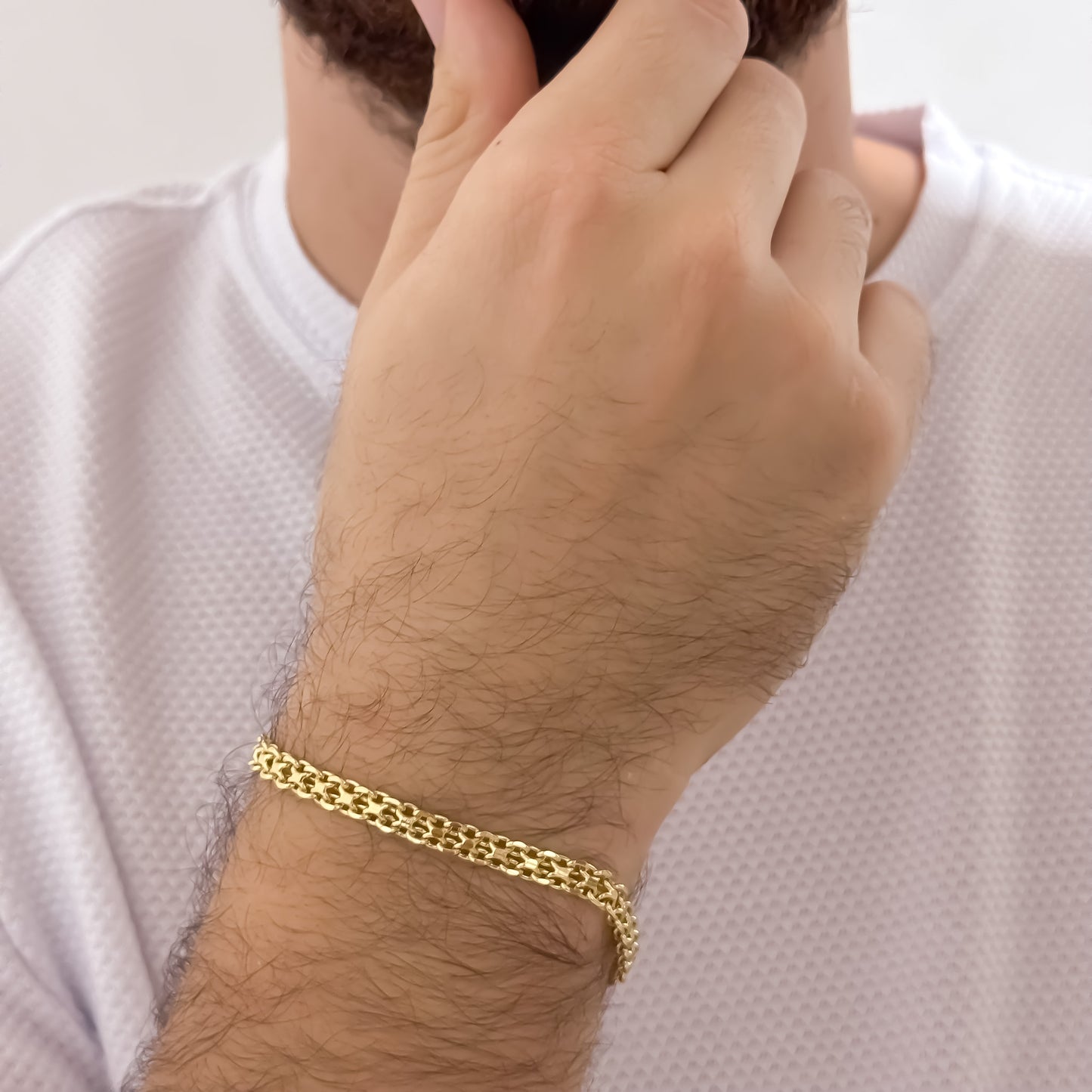 Pulseras Tejido Chino de 5mm de Grosor de 20cm en Oro Laminado 18k con Garantia de por vida