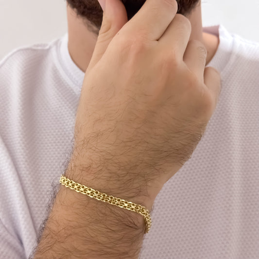 Pulseras Tejido Chino de 5mm de Grosor de 20cm en Oro Laminado 18k con Garantia de por vida