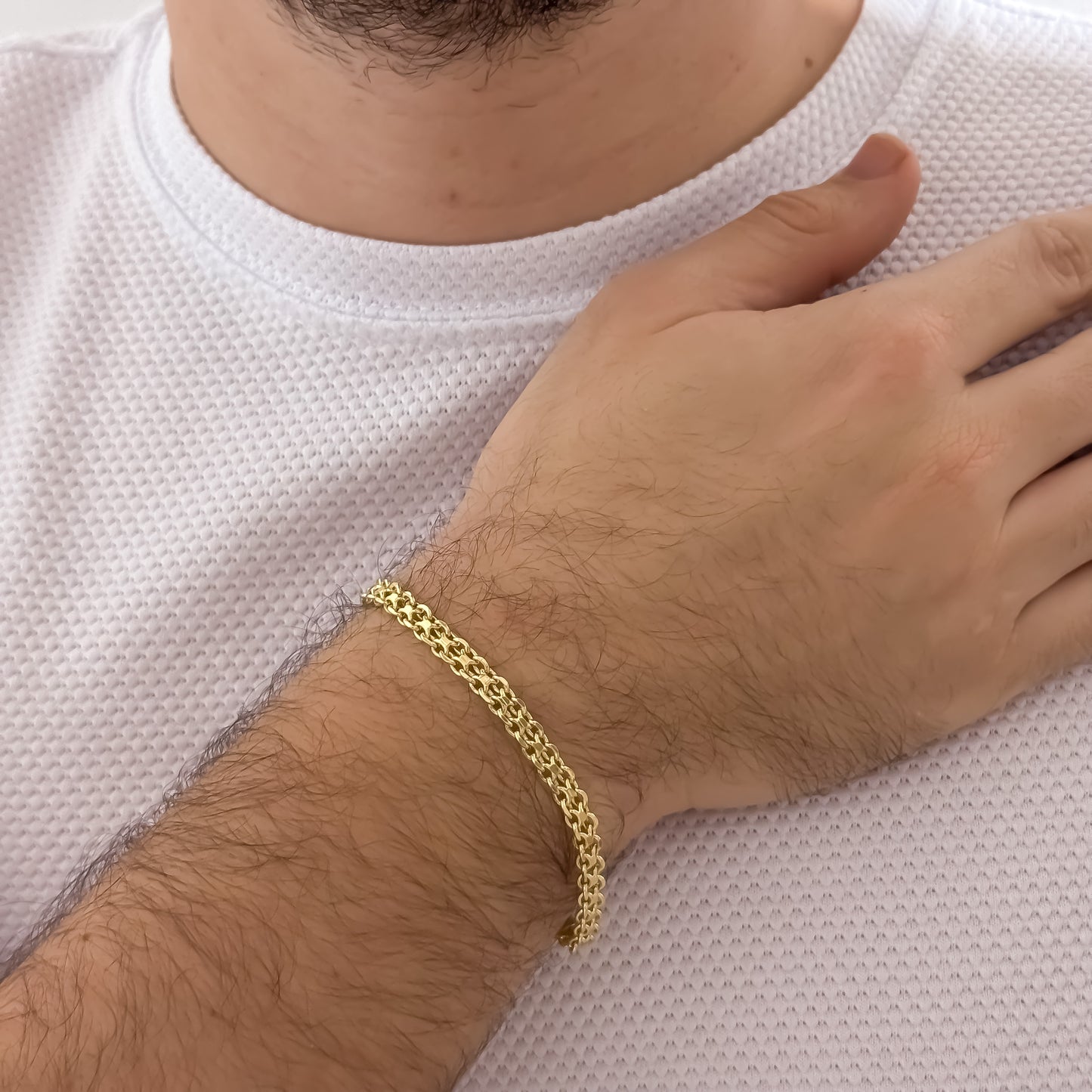 Pulseras Tejido Chino de 5mm de Grosor de 20cm en Oro Laminado 18k con Garantia de por vida