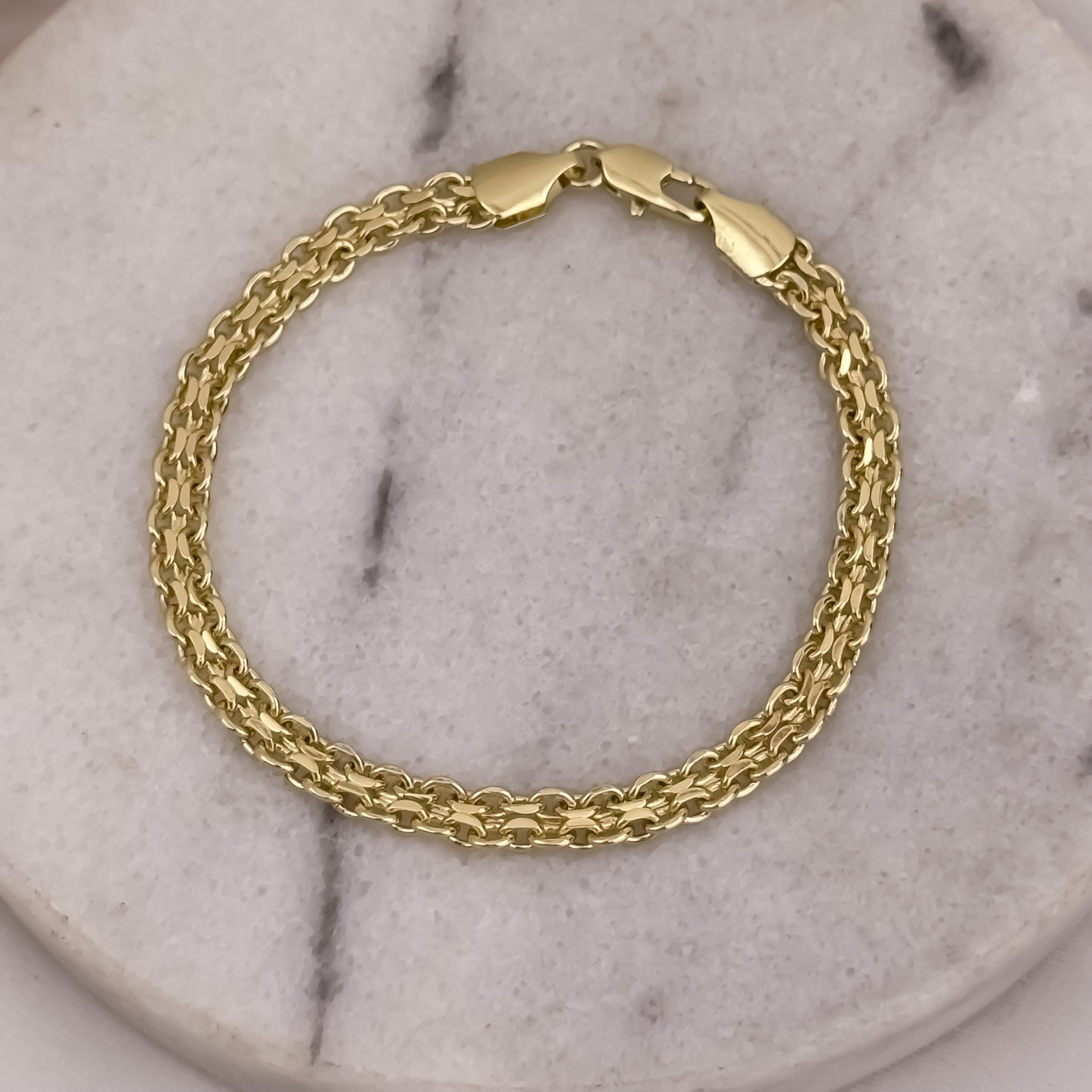 Pulseras Tejido Chino de 5mm de Grosor de 20cm en Oro Laminado 18k con Garantia de por vida