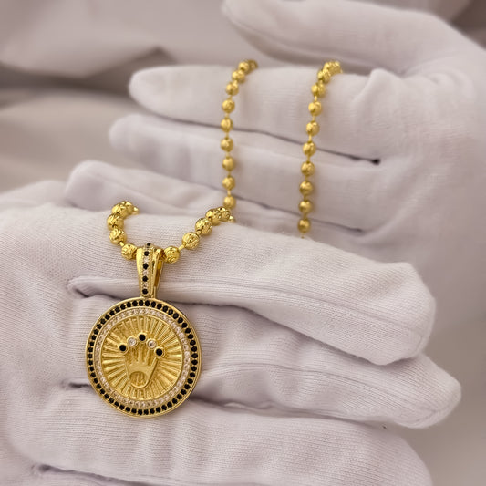 Cadena Tejido Militar Hombre Diamantado de 60cm de 4mm + Corona Rolex con Micro Circones Cristales