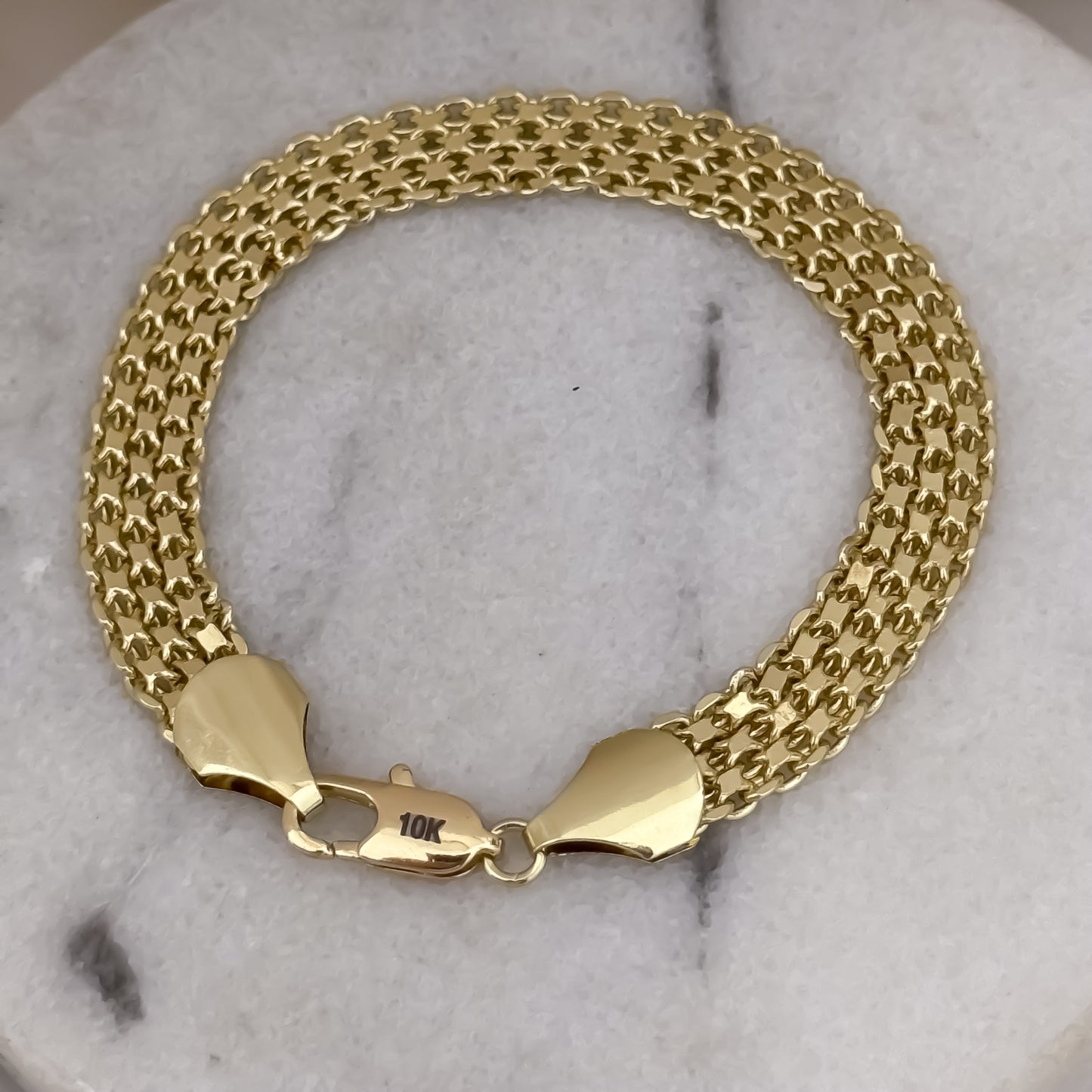 Pulseras Tejido Chino Grueso de 20cm de 8mm en Oro Laminado 18k con Garantía de por vida