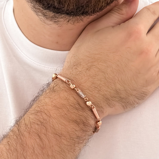 Pulsera Rustica de 20cm de 5mm en Oro Rosa Diamantado en Oro Laminado 18k con Garantía de por vida