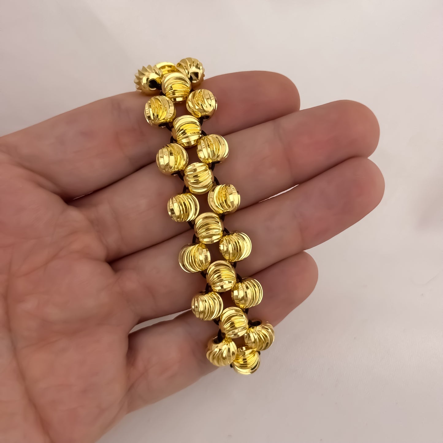 Pulseras de 3 Carriles en Balin Italiano de 8mm en Oro Laminado 18k con Garantía de por vida