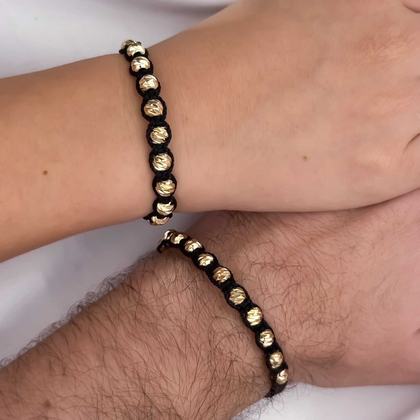 Promocion de 2 Pulseras Para Parejas en Balin Italiano de 6mm en Oro Laminado 18k con Garantía de por vida