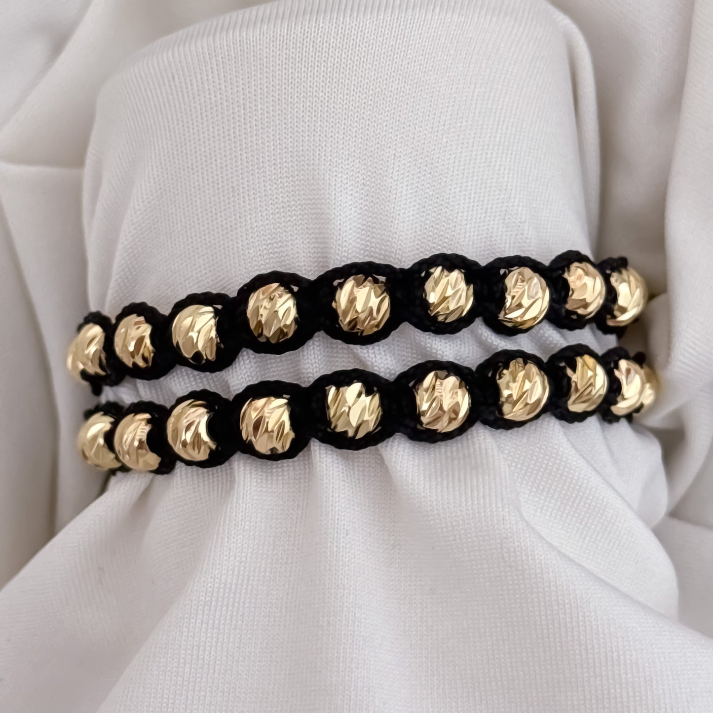 Promocion de 2 Pulseras Para Parejas en Balin Italiano de 6mm en Oro Laminado 18k con Garantía de por vida