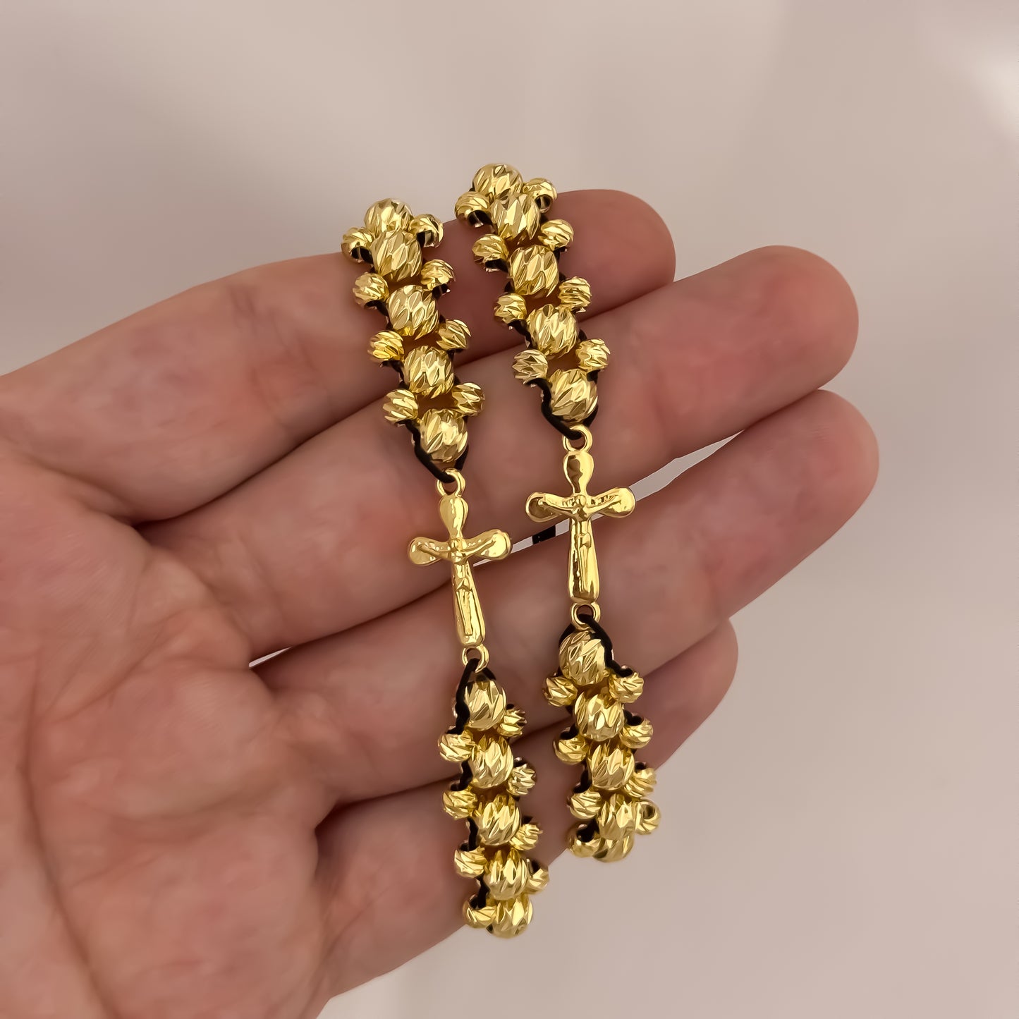 Promoción de 2 Pulseras para Parejas Doble Carril  en Balin Italiano de 6mm con Amuleto protector de Virgen de Guadalupe