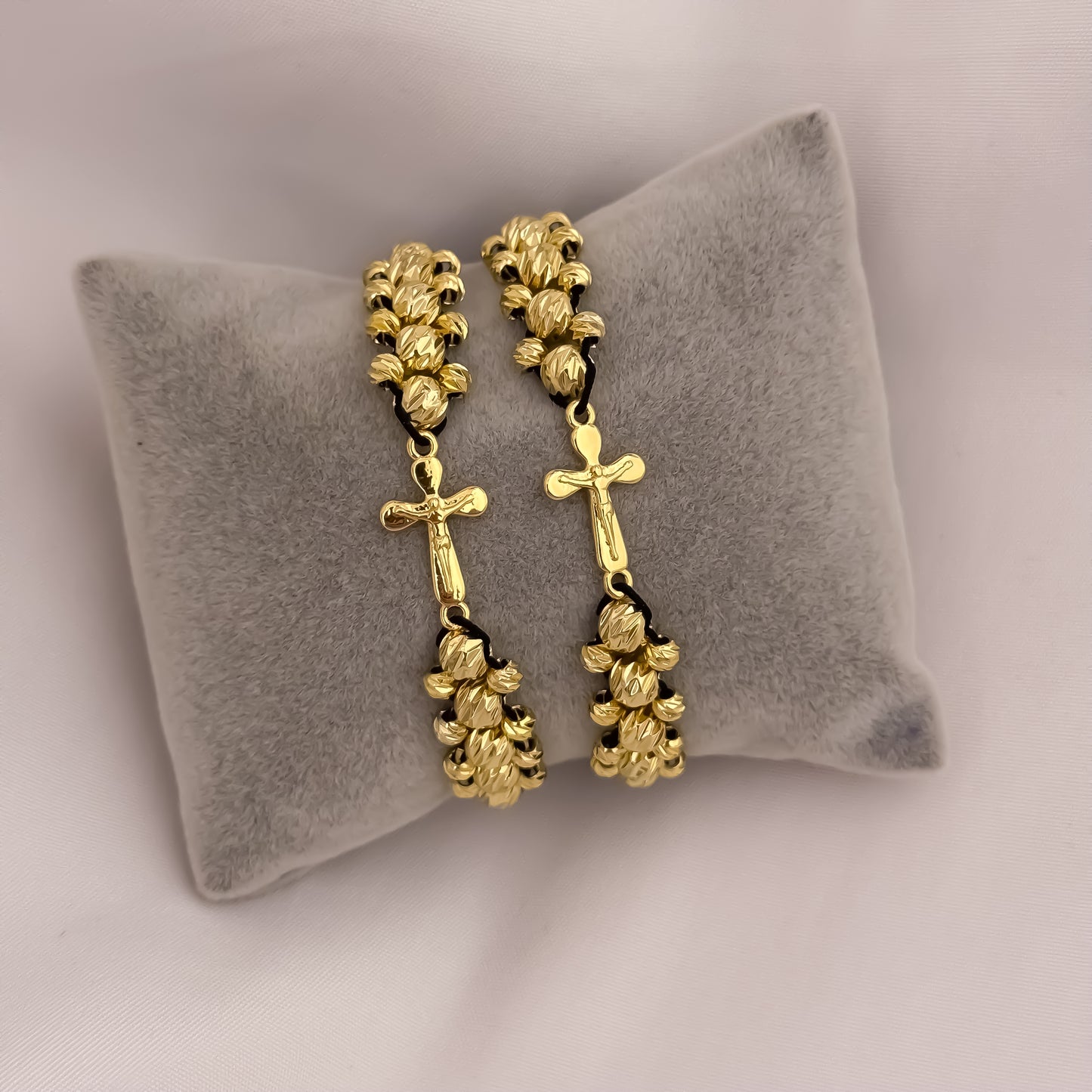 Promoción de 2 Pulseras para Parejas Doble Carril  en Balin Italiano de 6mm con Amuleto protector de Virgen de Guadalupe