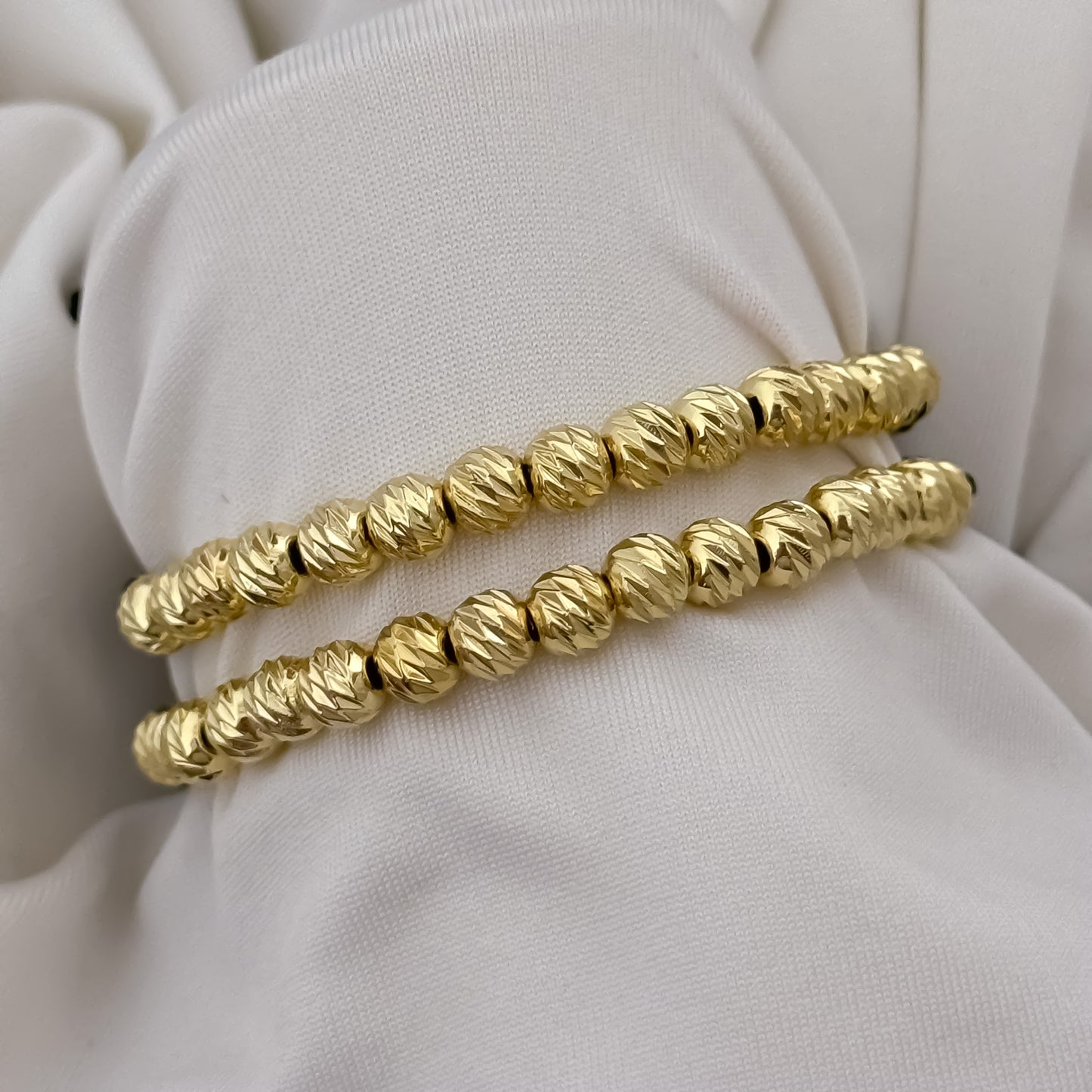 Promocion de 2 Pulseras para Parejas en Balin Italiano de 6mm en Oro Laminado 18k con Garantia de por vida